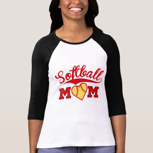 Softballmammahjärta med SWOOSH T Shirt (Framsida)