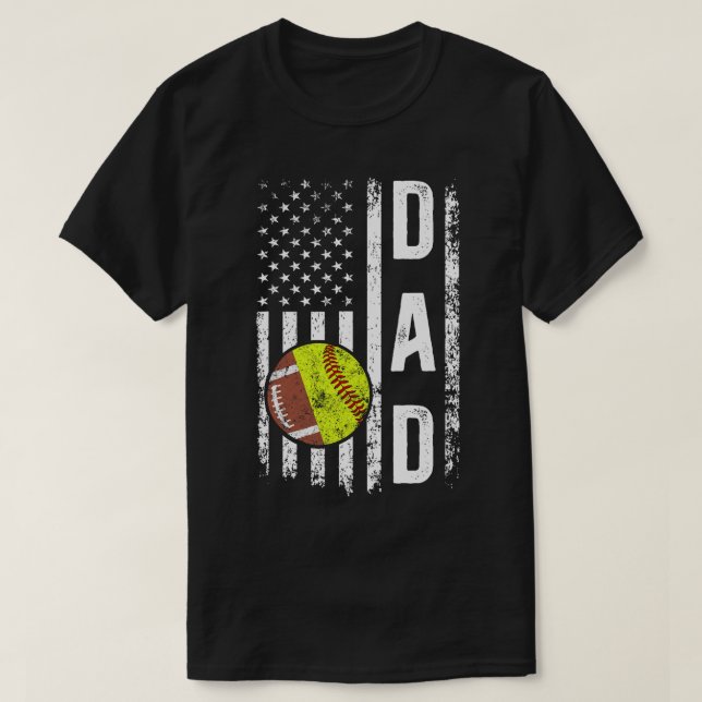SoftballPappa US FlagSoftball Fatherboy T Shirt (Design framsida)