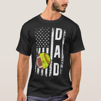 SoftballPappa US FlagSoftball Fatherboy T Shirt