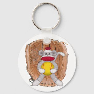 Softballsock monkey nyckelring