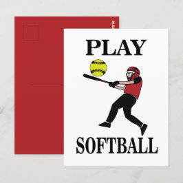 Softballspelare Spelar Softball Vykort