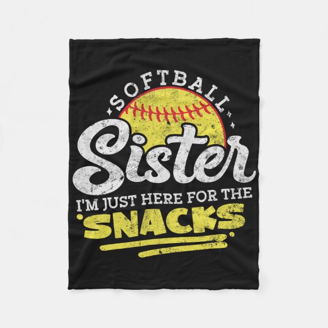Softballsyster jag är bara här för snacksen rolig fleecefilt (Framsidan)