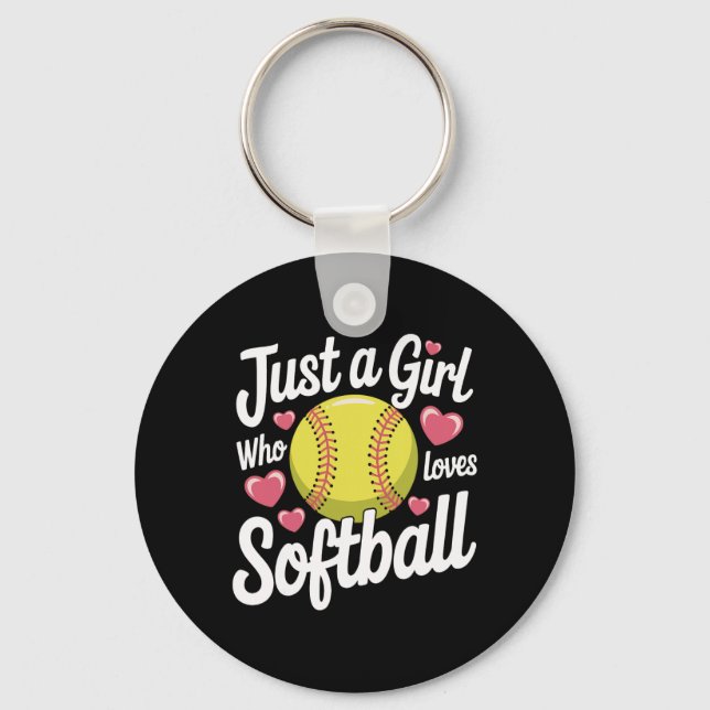 Softboll Bara En Tjej Som Älskar Softboll  Nyckelring (Framsida)
