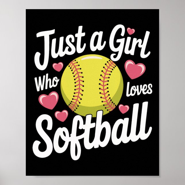 Softboll Bara En Tjej Som älskar Softboll  Poster (Framsidan)