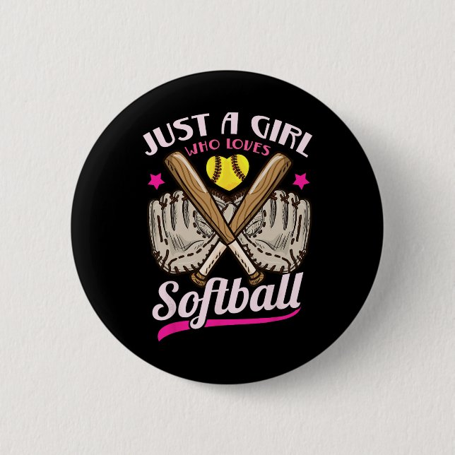 Softboll Bara En Tjej Som älskar Softboll Softboll Knapp (Framsida)
