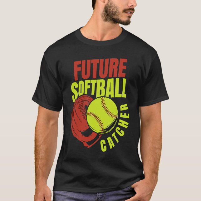 Softboll Catcher  Slagman Pitcher Softboll T Shirt (Framsida)