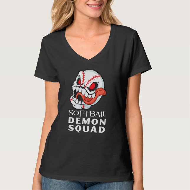 Softboll Demon Squad Softboll T Shirt (Framsida)