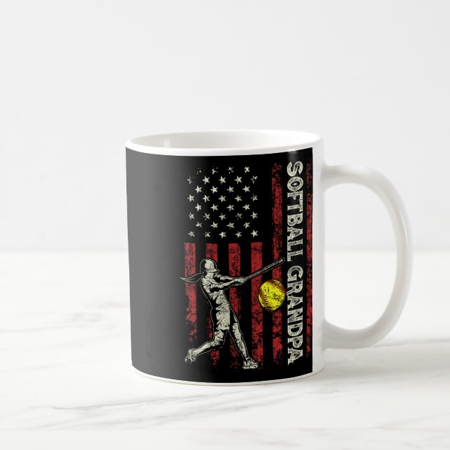 Softboll Farfar Us Flag Present Pappa Män Patrioti Kaffemugg (Höger)