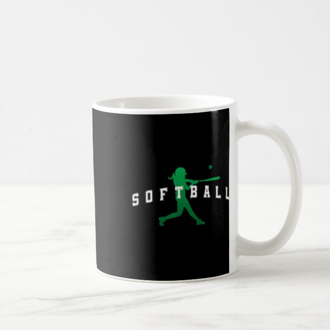 Softboll Grön Lag Spelare Varsity Text  Kaffemugg (Höger)