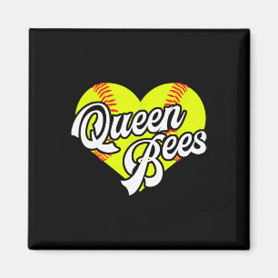 Softboll Heart Queen Bees Team T-ball Liga Flickor Magnet