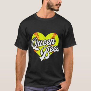 Softboll Heart Queen Bees Team T-ball Liga Flickor T Shirt