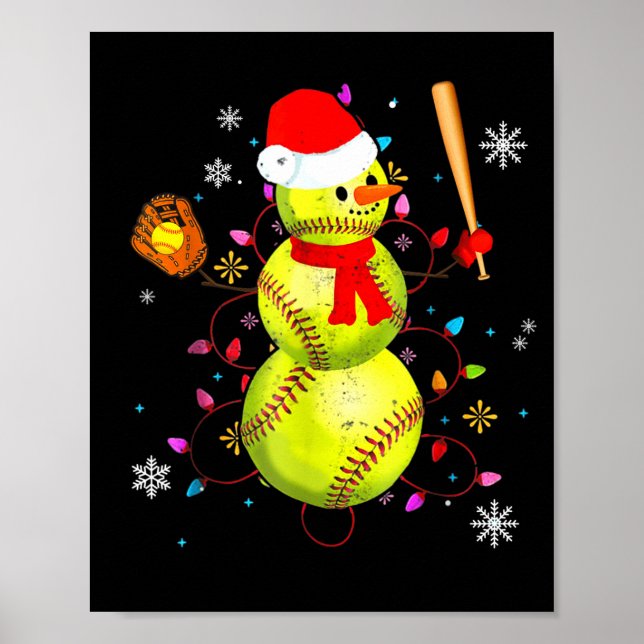 Softboll jul rolig Softboll Snömannen jul  Poster (Framsidan)
