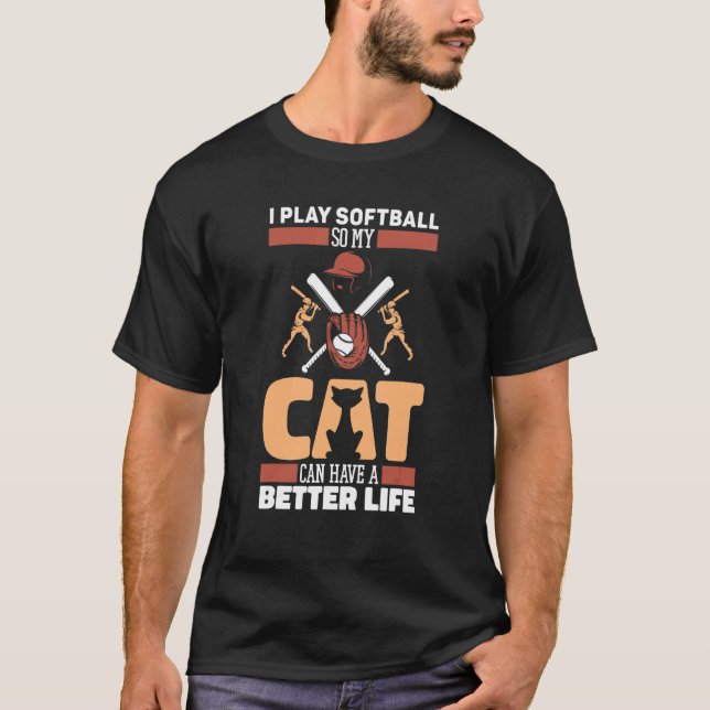 Softboll Katt Pitcher Catcher Slagman   Softboll T Shirt (Framsida)