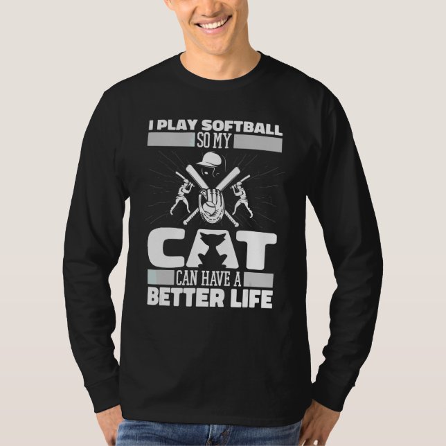 Softboll Katt Slagman Pitcher   Catcher Softboll T Shirt (Framsida)