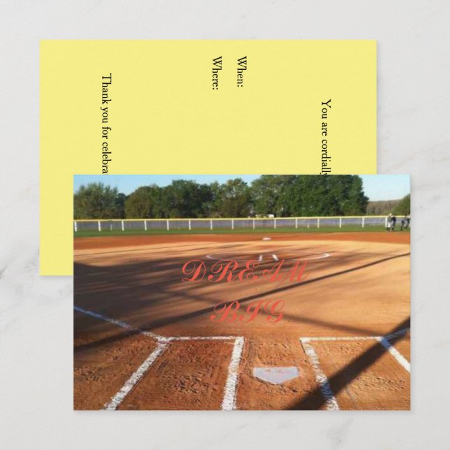 Softboll liv inbjudningar (Fram/baksida)