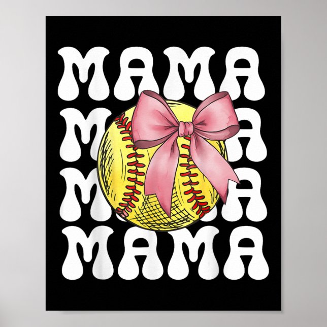 Softboll Mama Softboll Coquette Bow Softboll Mamma Poster (Framsidan)