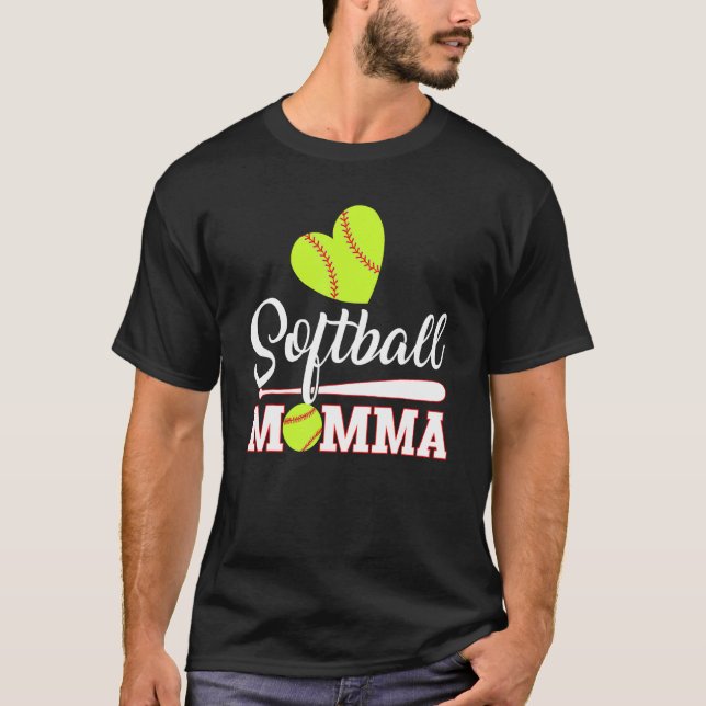 Softboll Mamma Catcher Pitcher Mors Dag Mammas T Shirt (Framsida)