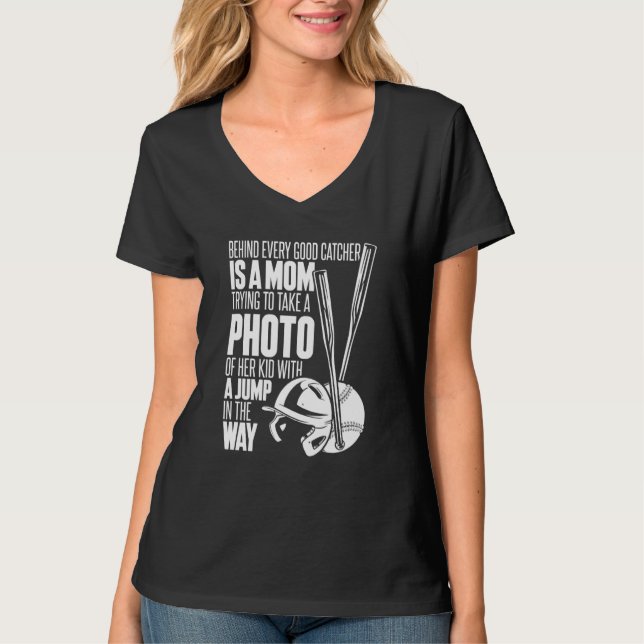 Softboll Mamma Pitcher Catcher Slagman Softboll T Shirt (Framsida)