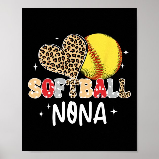 Softboll Nona Heart Leopard Softboll Spelare Älska Poster (Framsidan)