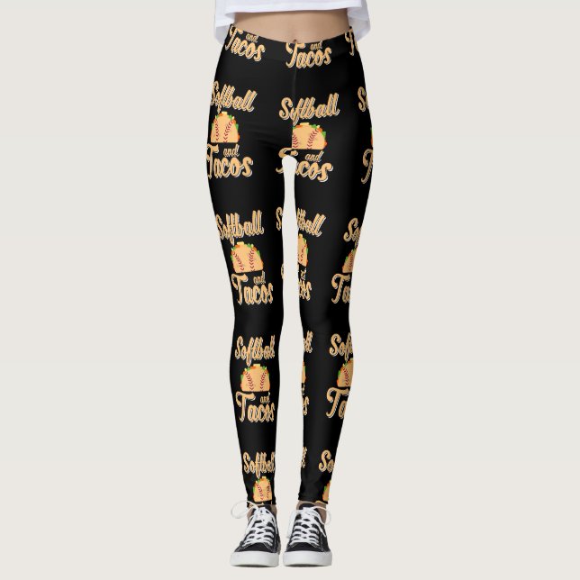 Softboll och Tacos-Novelty Leggings (Framsida)