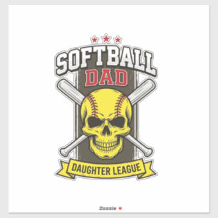 Softboll Pappa Dotter Liga Vintage Vektor Design Klistermärken