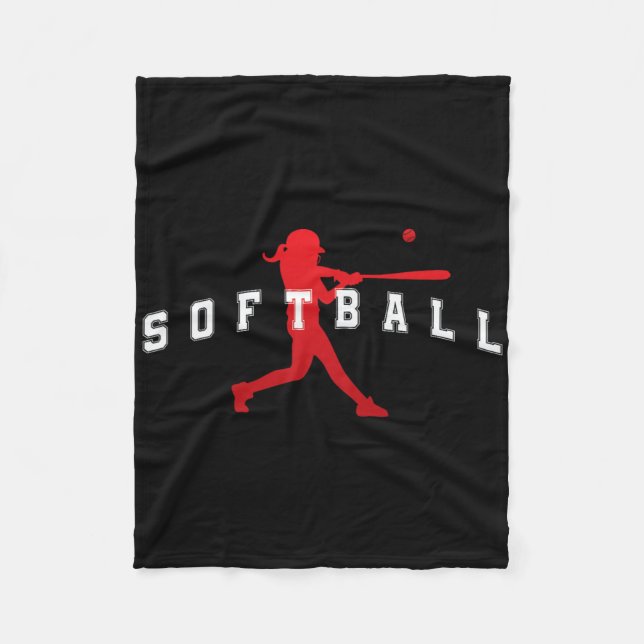 Softboll Röda Lag Spelare Varsity Text  Fleecefilt (Framsidan)