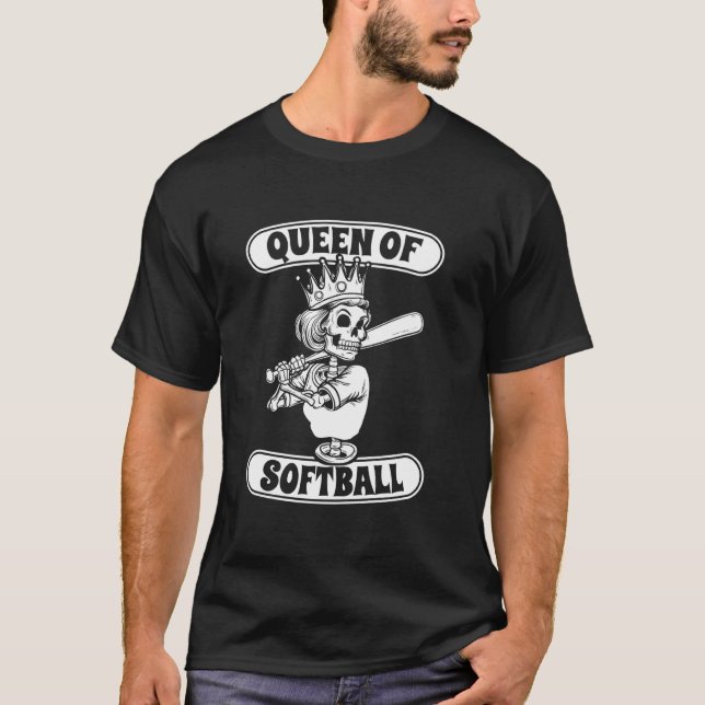 Softboll Skelett Fångare - Pitcher Batter Drottnin T Shirt (Framsida)