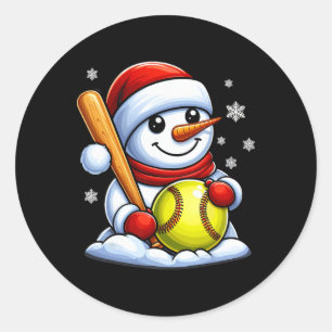 Softboll Snömannen Santa Hatt Jul Xmas Pojkar Tjej Runt Klistermärke
