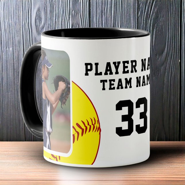 Softboll Spelarens namn Nummer Lag 2 Bilder Mugg (Skapare uppladdad)