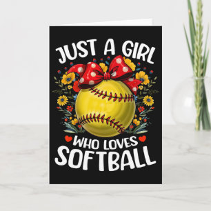 Softboll Sport Älskare Blomma Bara En Tjej Som Äls Kort