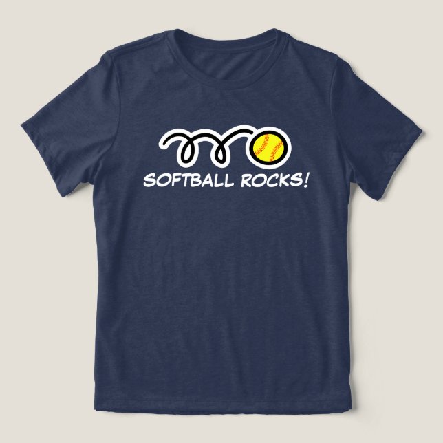 Softboll stenar t-shirt för kvinnor och flickor (Design Framsida)