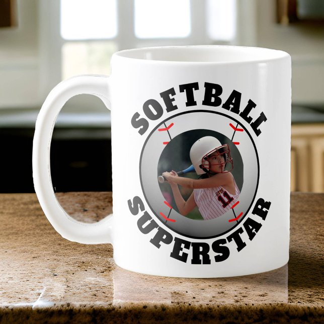 Softboll Superstjärna Foto Kaffemugg (Photo Softball Superstar Mug)