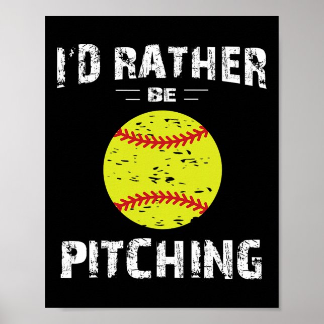 Softboll-tröjor för tjej-pitcher, jag föredrar P Poster (Framsidan)