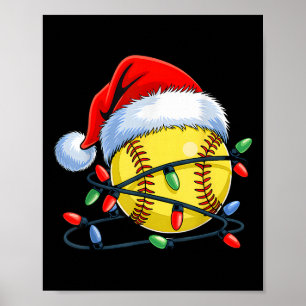 Softbollboll Santa Hatt Xmas Rolig Jul Softb Poster