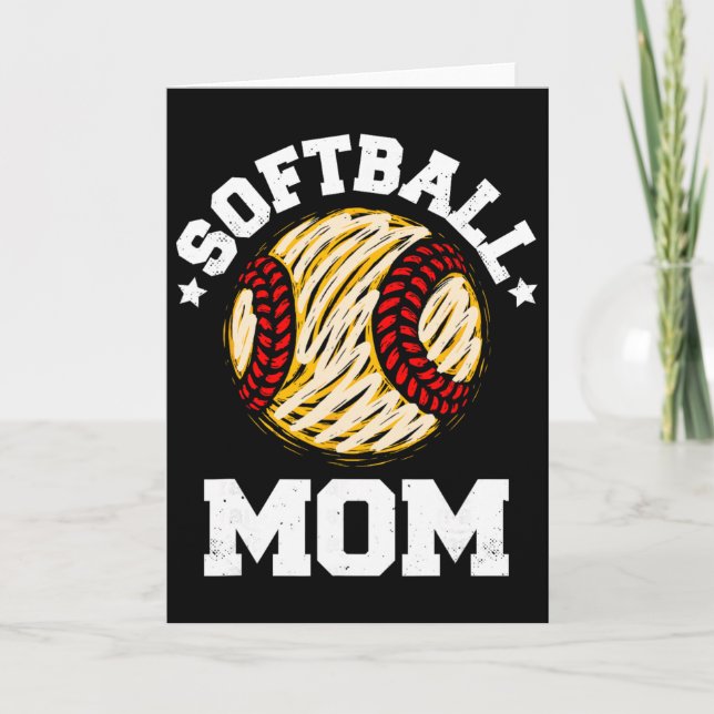 Softbollmamma Distressed Vintage Rolig Mamma Match Kort (Framsida)