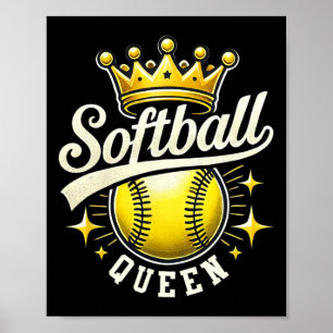 Softbollsdrottning En Softboll Med Krona Softboll Poster
