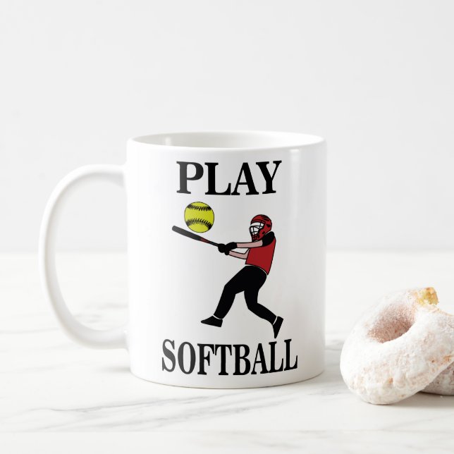 Softbollspelare Spelar Softboll Kaffemugg (Med munk)