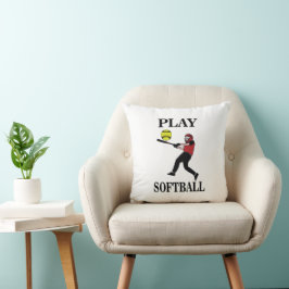 Softbollspelare Spelar Softboll Kudde