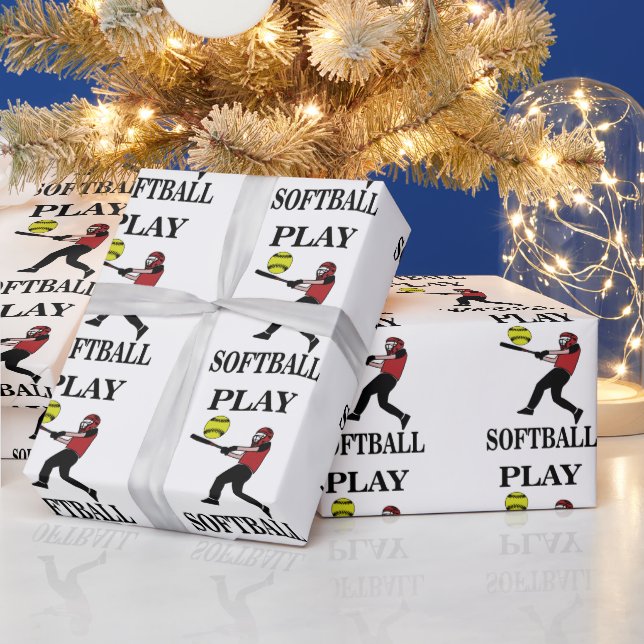 Softbollspelare Spelar Softboll Presentpapper (Helgdagar)