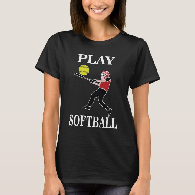 Softbollspelare Spelar Softboll T Shirt (Framsida)
