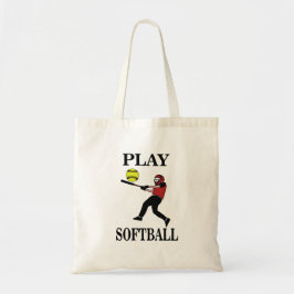 Softbollspelare Spelar Softboll Tygkasse