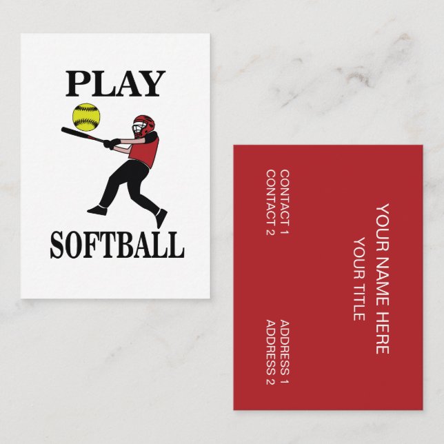 Softbollspelare Spelar Softboll Visitkort (Fram/baksida)