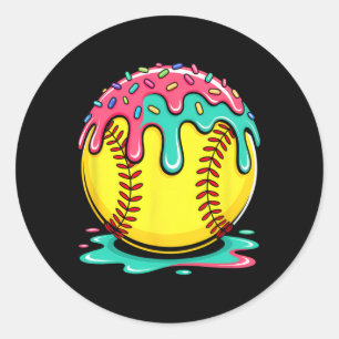 Softbollspelare Tonårsflickor Softboll Drip Flicko Runt Klistermärke
