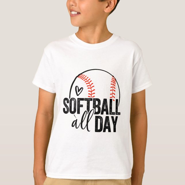 Softbollspelare tonårstjejer kvinnor män Softbollä T Shirt (Framsida)