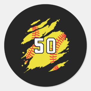 Softbollströja Nummer #50 Sportspelare Fan Jersey Runt Klistermärke