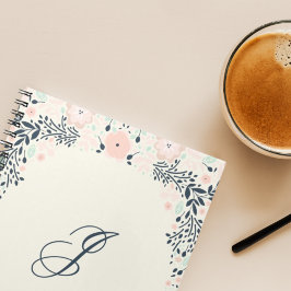 Softest Monogram | Personlig Anpassningsbar för Bl Anteckningsbok
