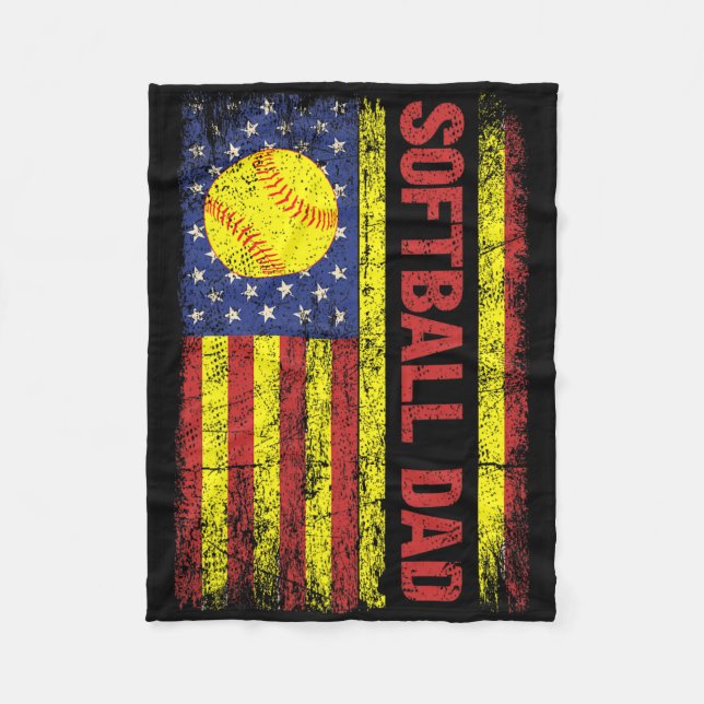 Softll Dad American Us Flag Shirt Papa Father's Da Fleecefilt (Framsidan)