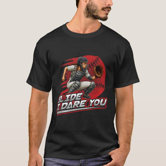Softll Fångare Slide Jag utmanar dig Stark flicka  T Shirt (Framsida)