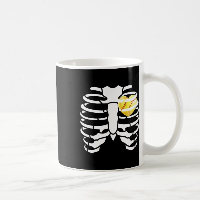 Softll Heart Inside Ribs Skeleton Halloween Costum Kaffemugg (Höger)