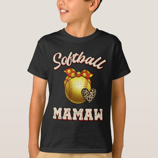 Softll Mamaw Leopard Heart Fläkt Mors dag Gift T Shirt (Framsida)